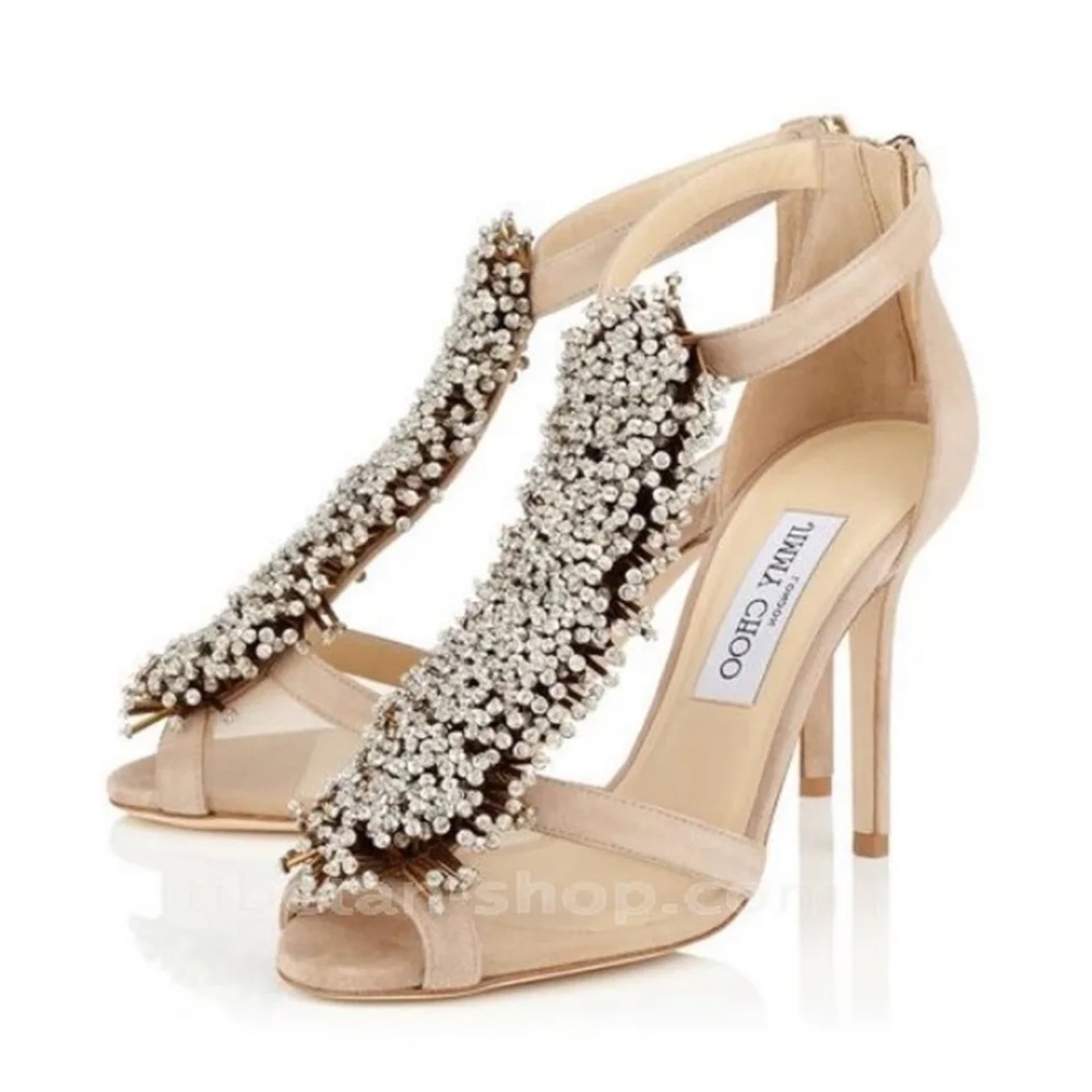 Jimmy Choo tan beige suede mesh sandal. $1295 Originally!!!